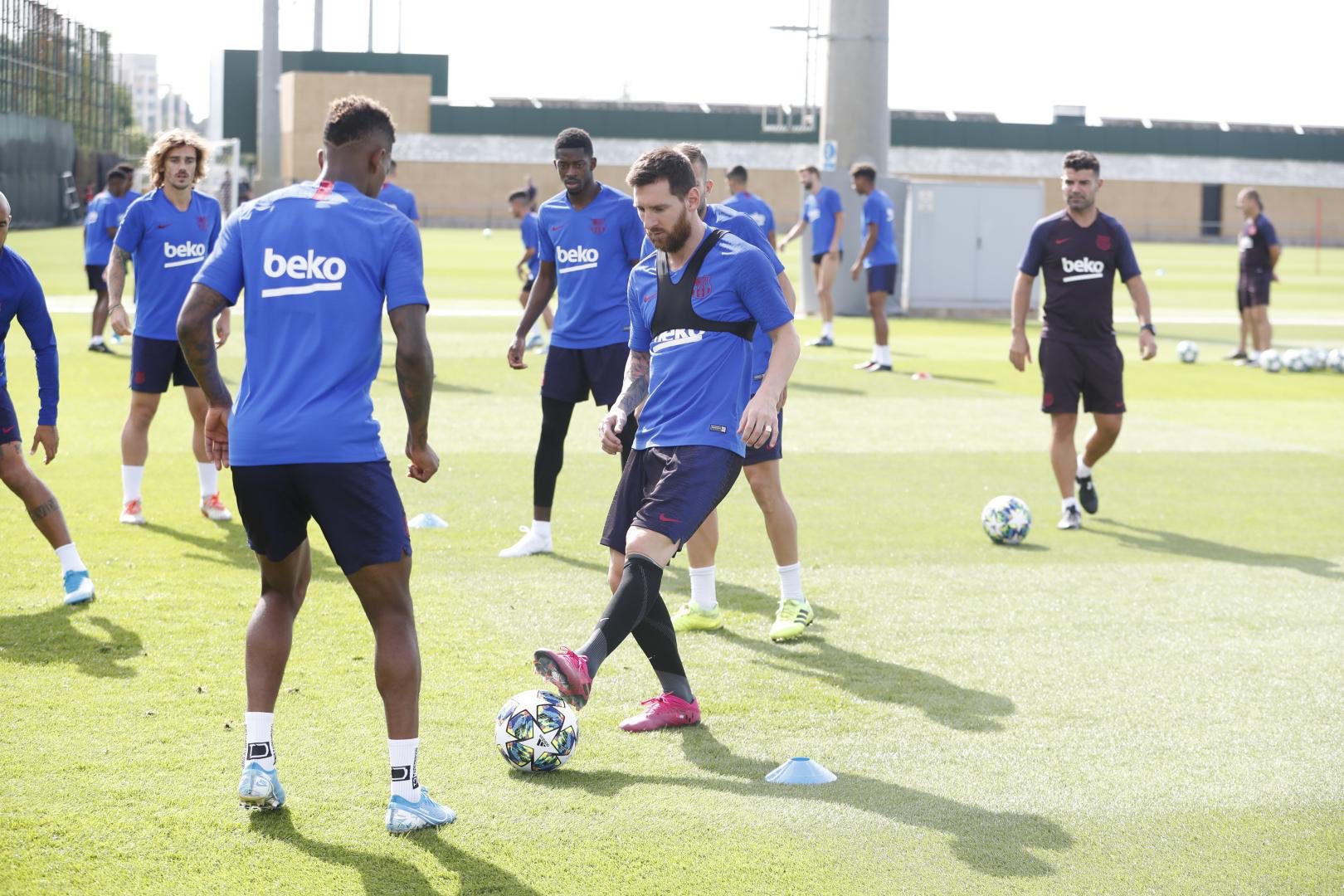 Lionel Messi back in Barcelona training ahead of Dortmund CL game