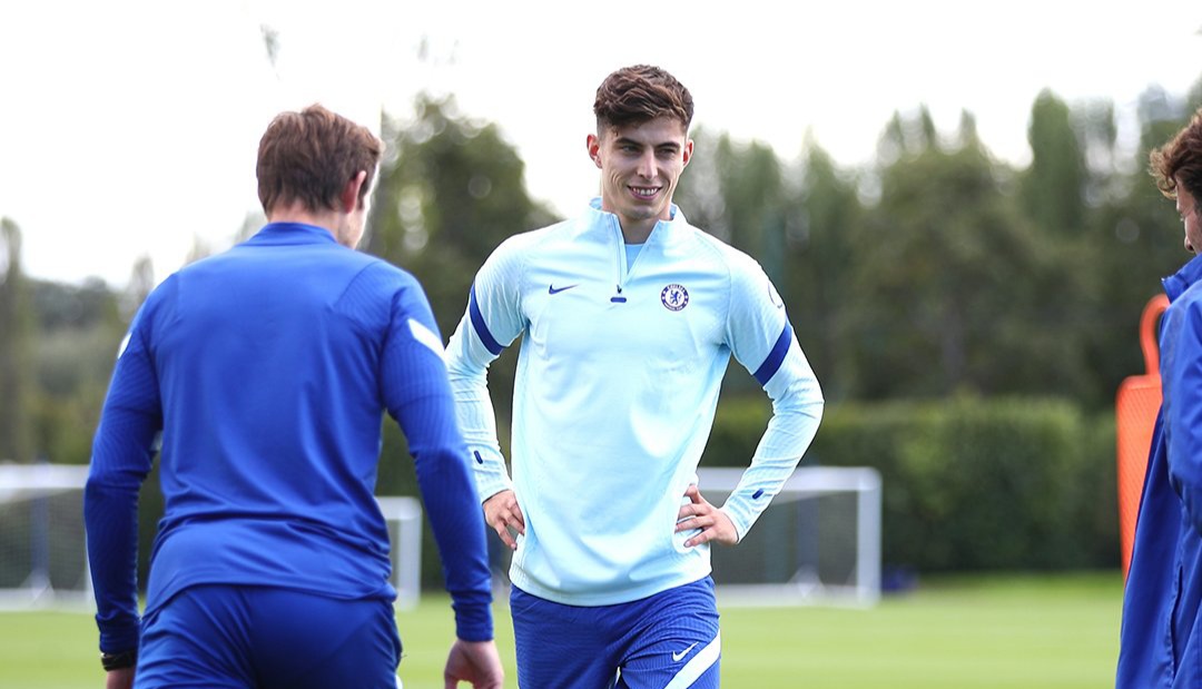 Kai Havertz takes part in Chelsea training for first time after completing £71m transfer