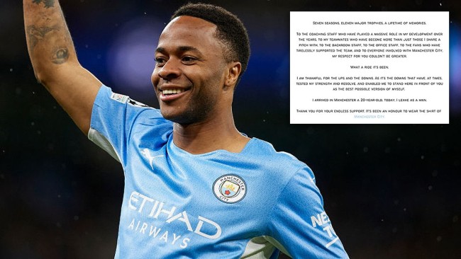 Raheem Sterling confirms Chelsea transfer with emotional message to Man City