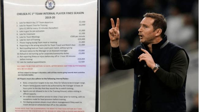 Lampard reveals Chelsea-style fining system with Everton stars