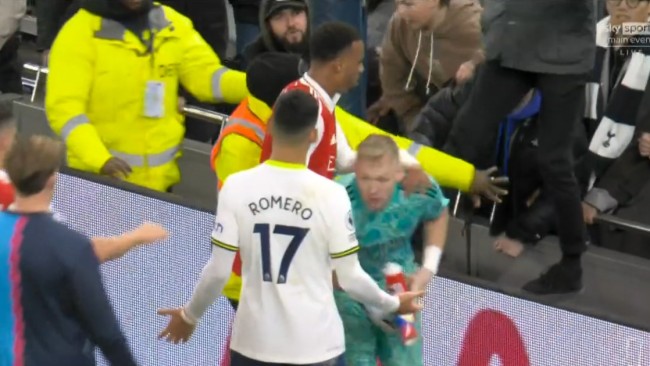 Aaron Ramsdale kicked by Tottenham fan after Arsenal’s 2-0 win