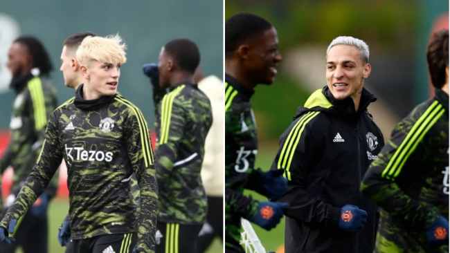 Antony trolls Garnacho over his new haircut in Man Utd training