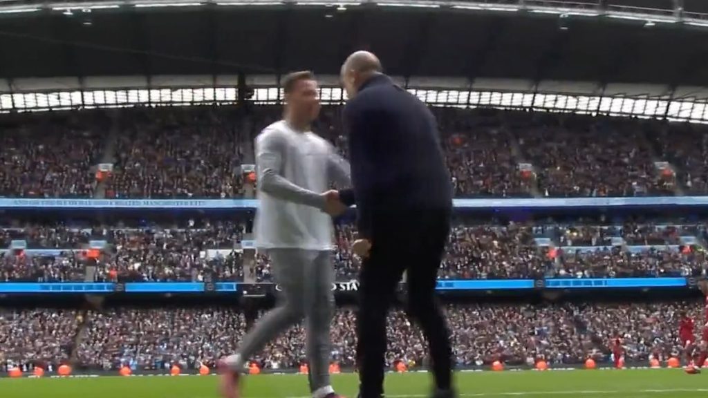 Liverpool star spotted shaking Guardiola’s hand after Man City goal