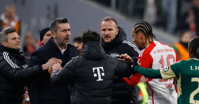 WATCH: Union Berlin manager sent off for hitting Bayern’s Leroy Sane in the face