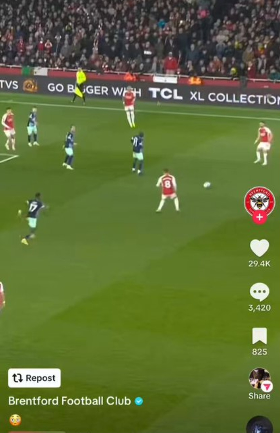 Brentford mocks Arsenal player on TikTok after Premier League clash