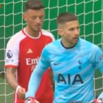Arsenal star caught trying to loosen Vicario’s gloves before Hojbjerg goal