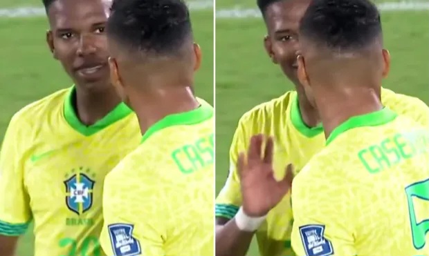 Casemiro involved in furious exchange with Chelsea’s Estevao Willian during Brazil’s win over Chile