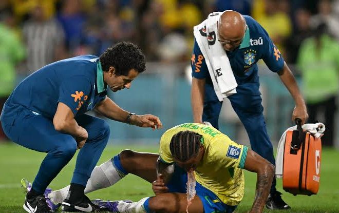 Worrying moment Joao Pedro vomits in Brazil game after colliding with Martinelli leaves Chelsea fans concerned